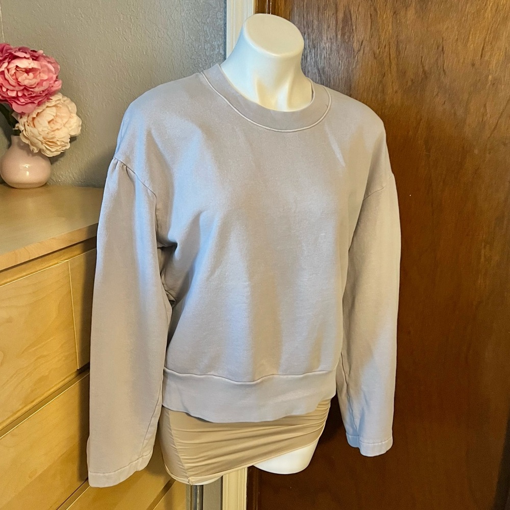 Madewell x Karen Walker Puffy Bell Sleeve Dressy Causal  Cropped Sweatshirt